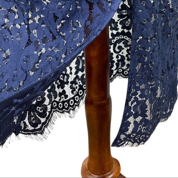 KEEPSAKE the Label Navy Blue Momento Lace Dress Mock Neck Backless Medium - Picture 14 of 15